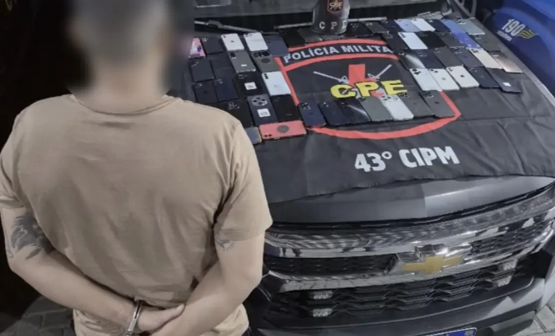 Ladrão é preso em flagrante com 54 celulares que foram furtados no pré-carnaval de Goiânia