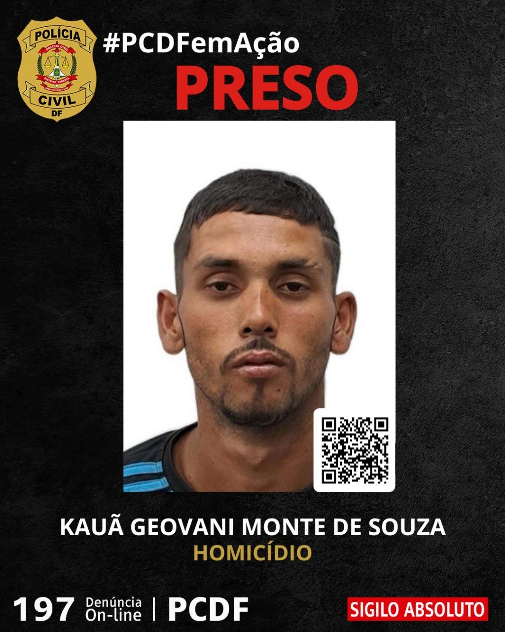 PCDF localiza e prende autor de homicídio de testemunha em Brazlândia