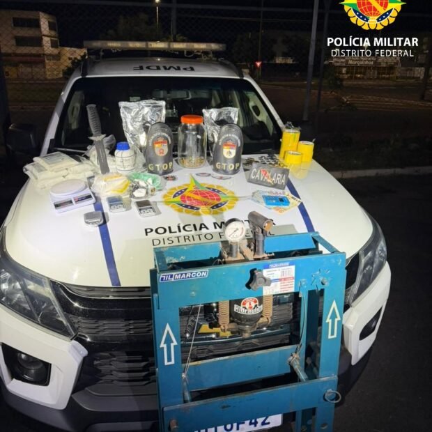 Dupla é detida com cocaína, maconha e estrutura de tráfico no DF