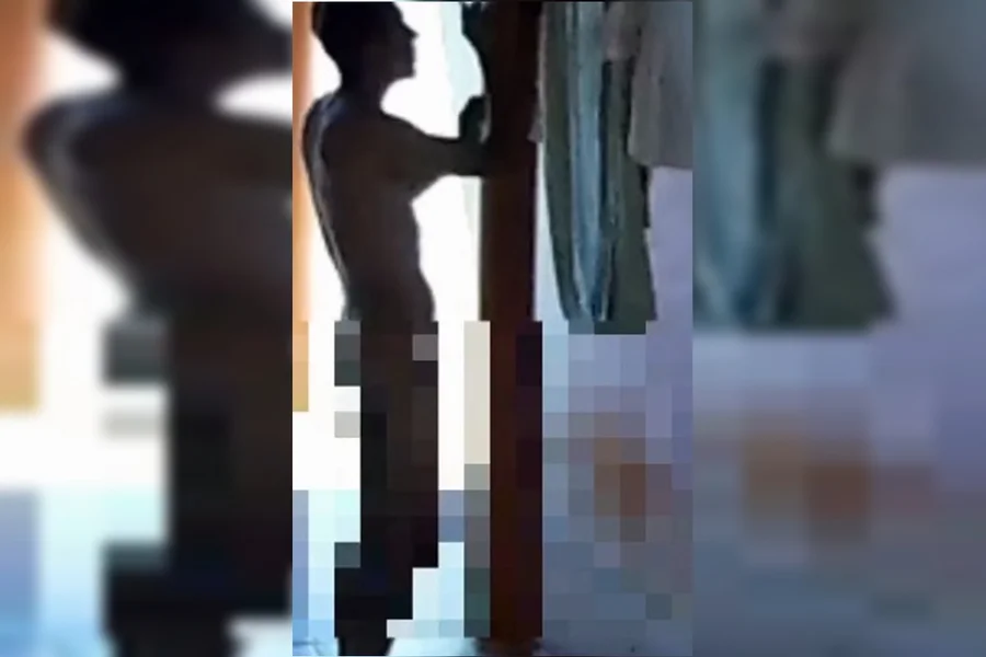 VÍdeo ; Homem pula muro da visinha, vai no varal e veste as roupas íntimas da mulher
